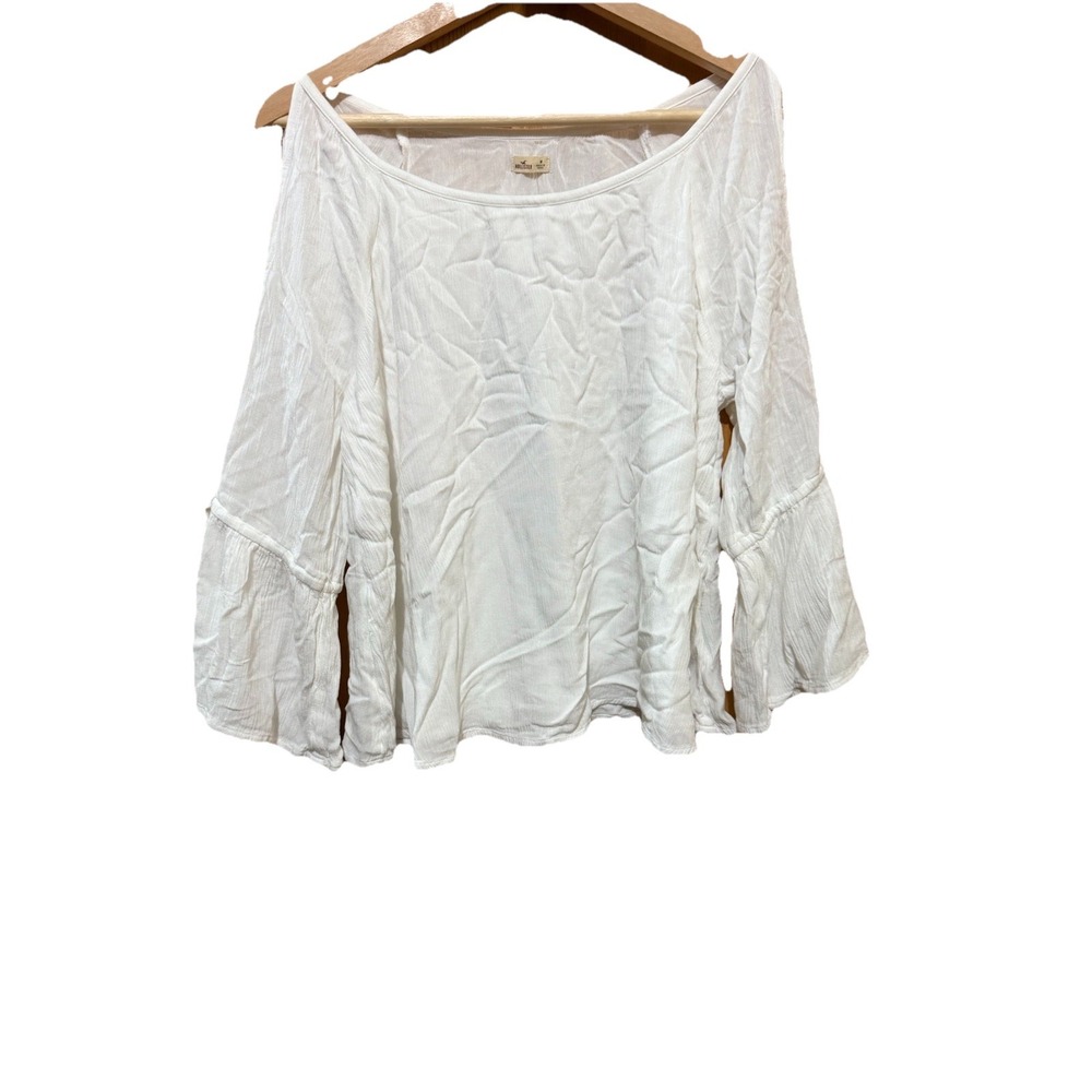Hollister Women's White Peasant Blouse – Boho Chic Flowy Top Medium NWT